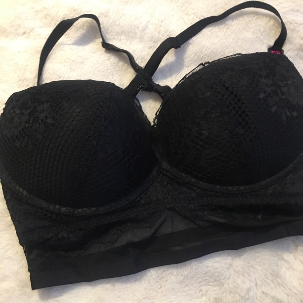 BLACK LACE/SHEER MESH BRA
